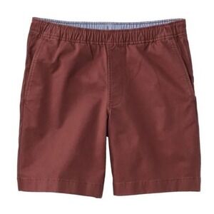 LL Bean Men Lakewashed Stretch Pull On Khaki Shorts 8" Light Hickory Red Brown L